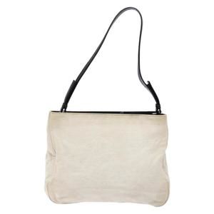 Prada Triangle Logo White Canvas shoulder